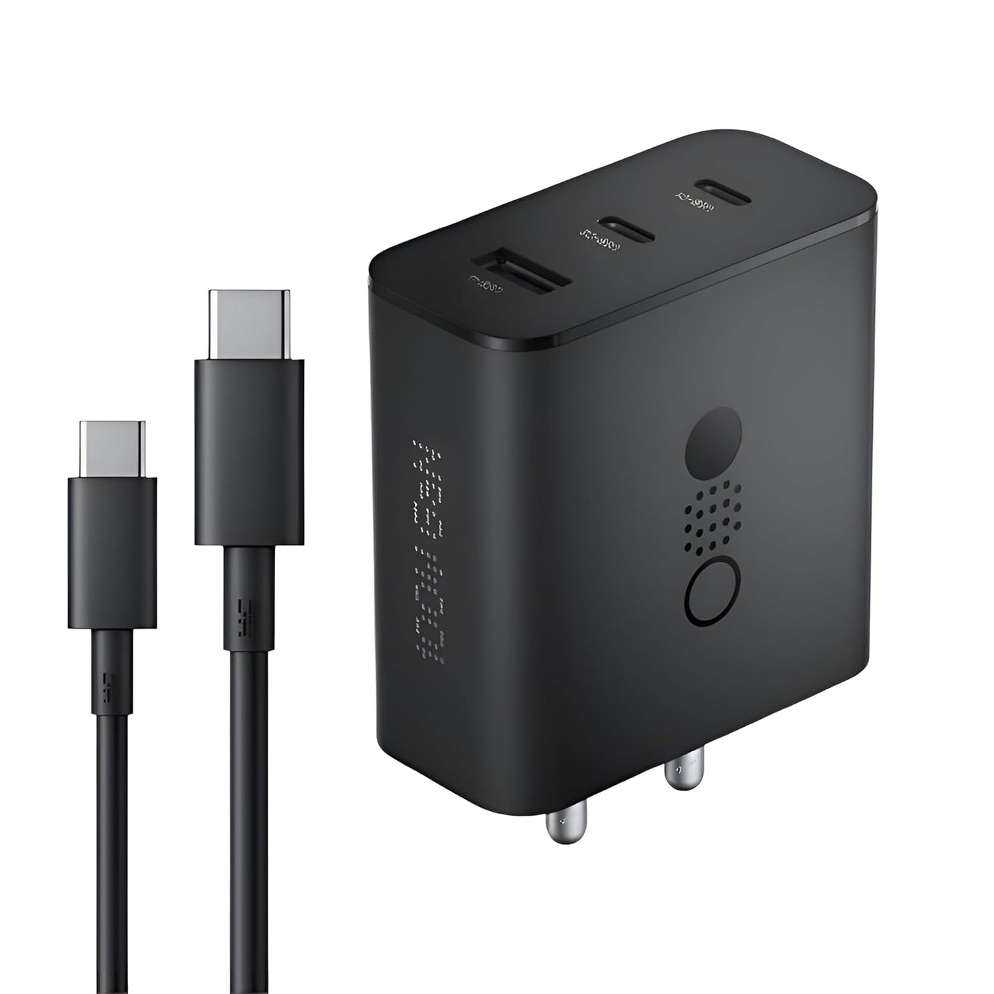 CMF by Nothing 100W GaN Type C 3-Port Charger Adapter with 3.3 Ft Type C Cable, USB-C1 100W, USB-C2 65W, USB-A 18W, Max Capacity 100W for Phone 2A/2A Plus/2/1,Samsung S25,S24, Laptop, Charging, Black