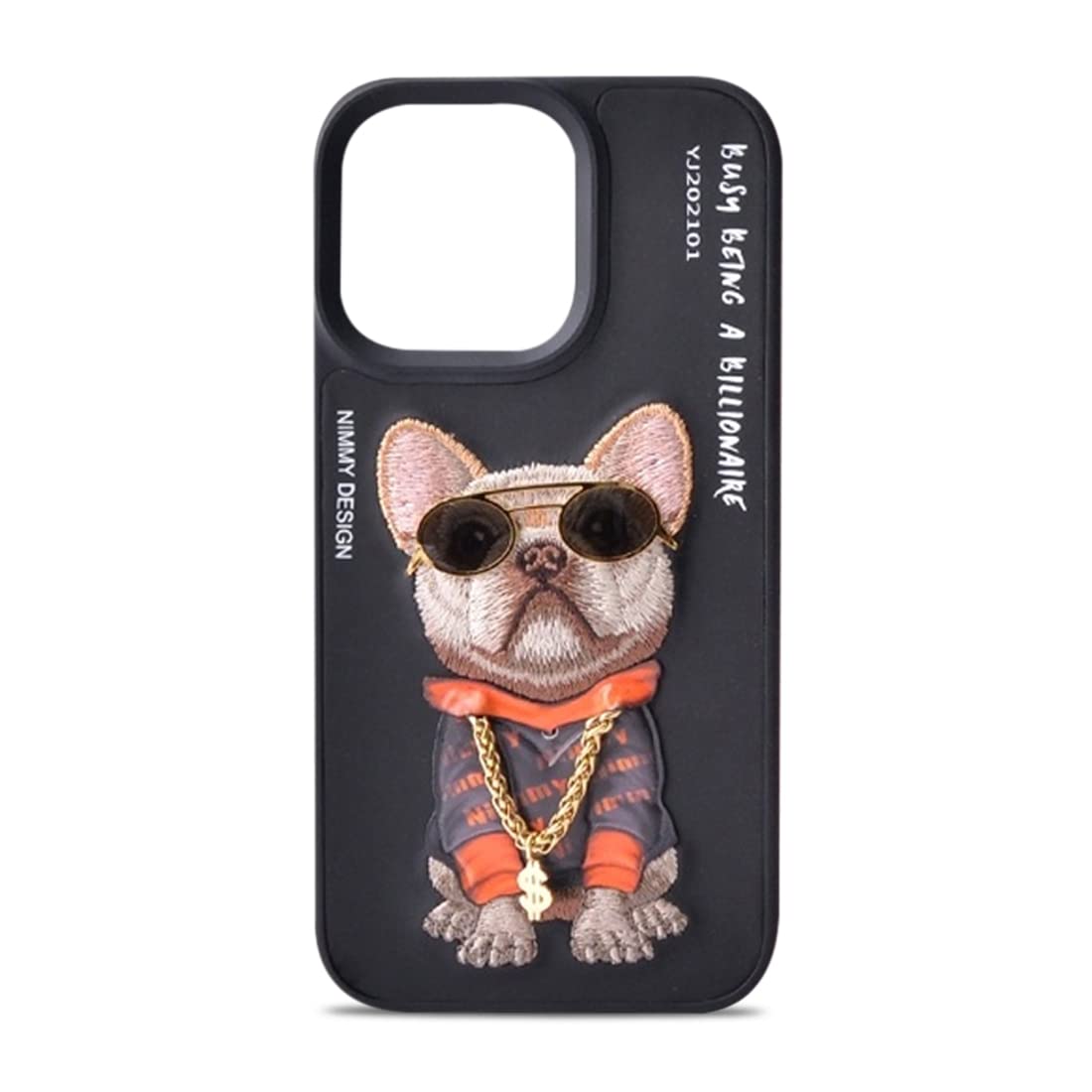 3D Embroidery Leather Swag Dog Back Case for iPhone 13 Pro, Multicolor – Stylish and Durable Protection