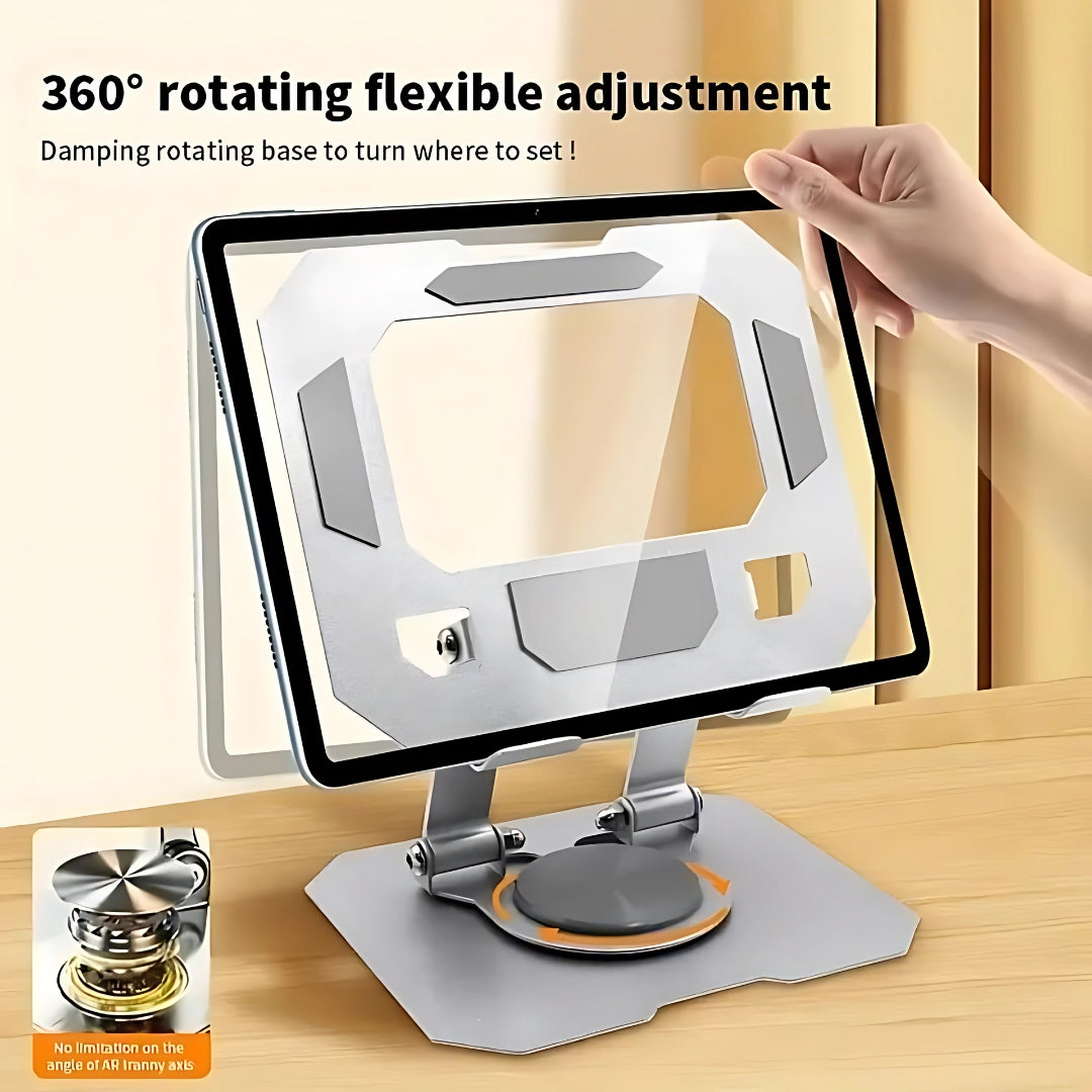 Hi-Rise Tab Stand 360 Rotation, Made with Premium Carbon Steel, Supports Up to 5kg Tab, with Anti-Slip Silicone Pads, Adjustable Height Tab Stand Metal