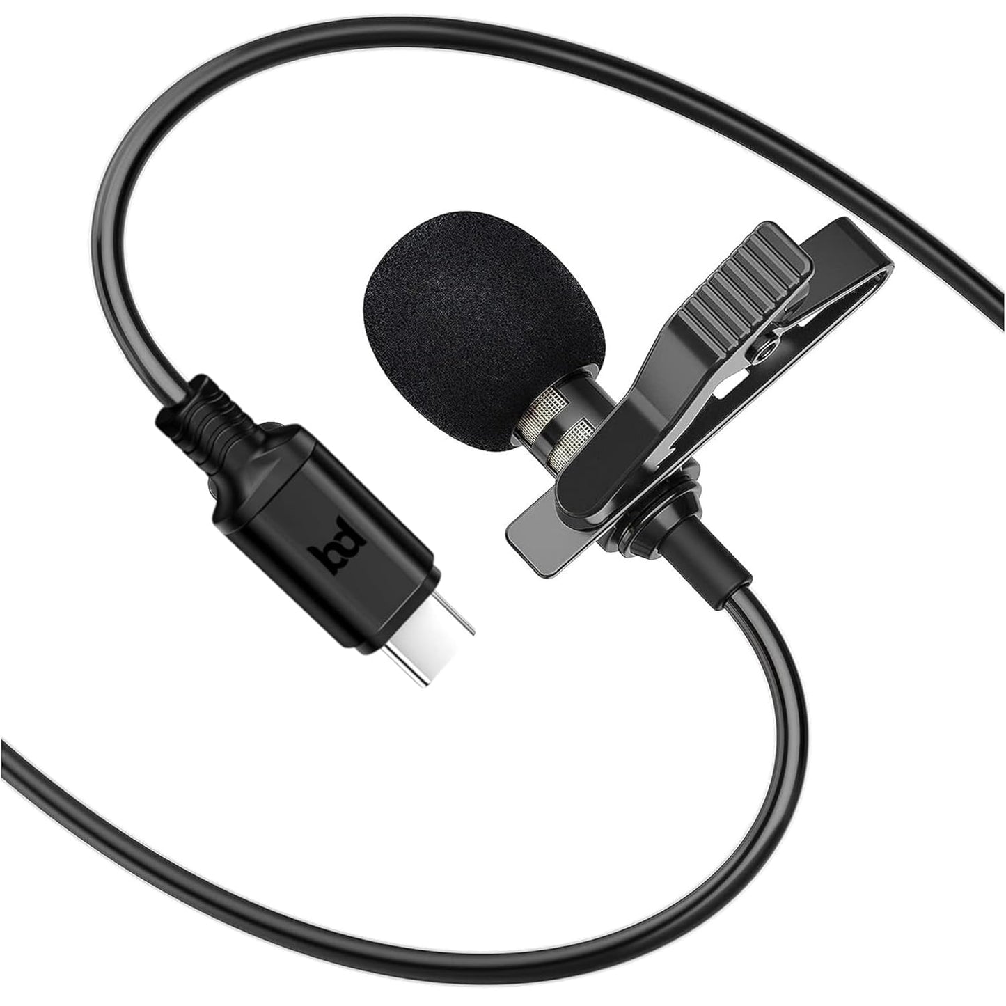 BassDrops Lavalier Collar Mic with USB Type-C | Professional Clip-On Lapel Microphone | Omni-Directional Condenser Mic with Noise Reduction | Perfect for Video Recording, YouTube, Vlogging & Interviews on Android | 1.5 Meter Cable!