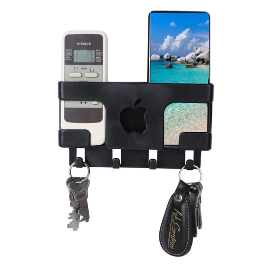 Wall Mounted Multi-Purpose Organizer | Mobile Charging Stand, Remote Holder, Key Hanger & Cable Organizer | Space-Saving Storage Rack for Home & Office