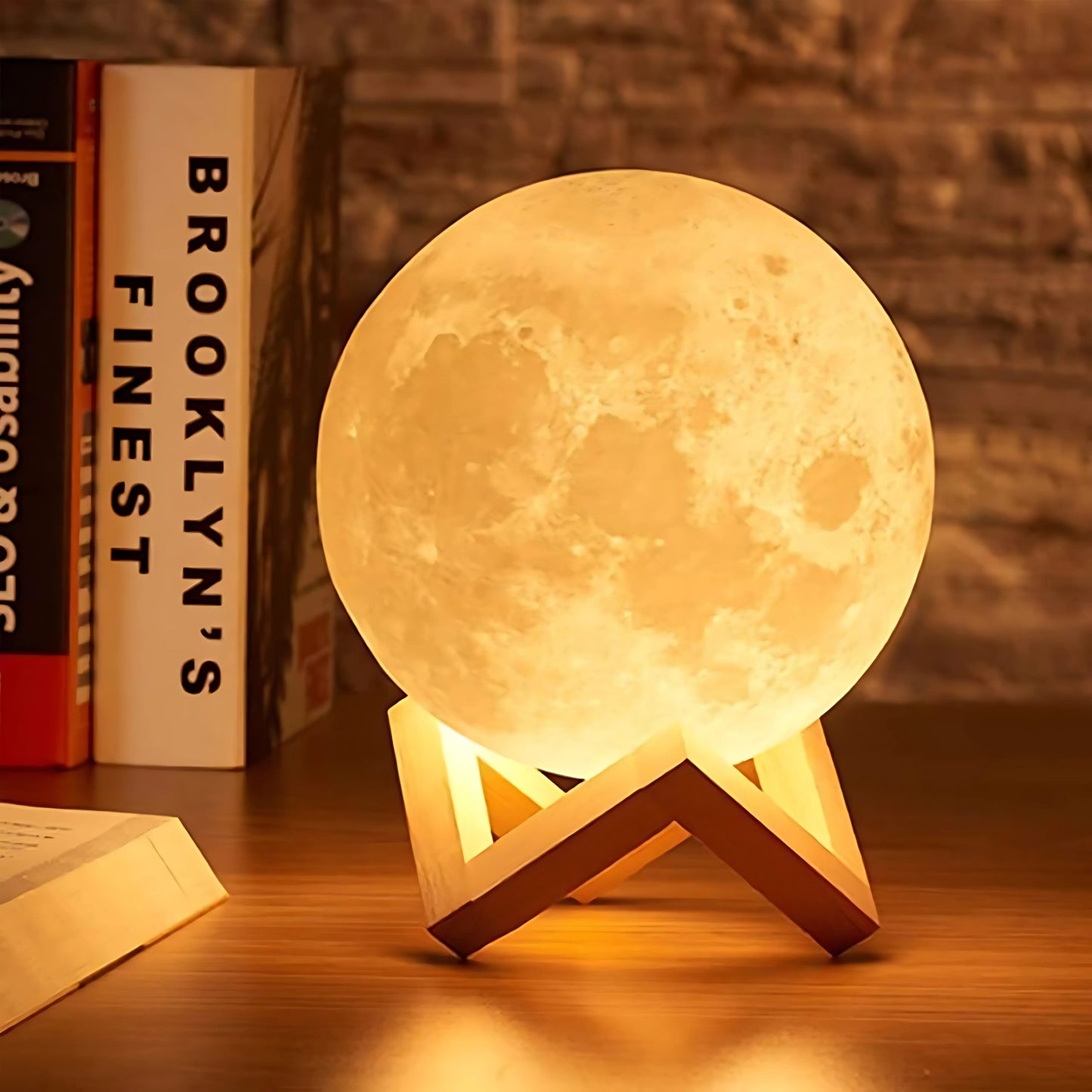 3D Moon Lamp with 7 Color Changing LED, Touch Sensor Control, Wooden Stand, Night Light for Bedroom, Home Decoration, 15cm LED Lamp for Kids and Adults