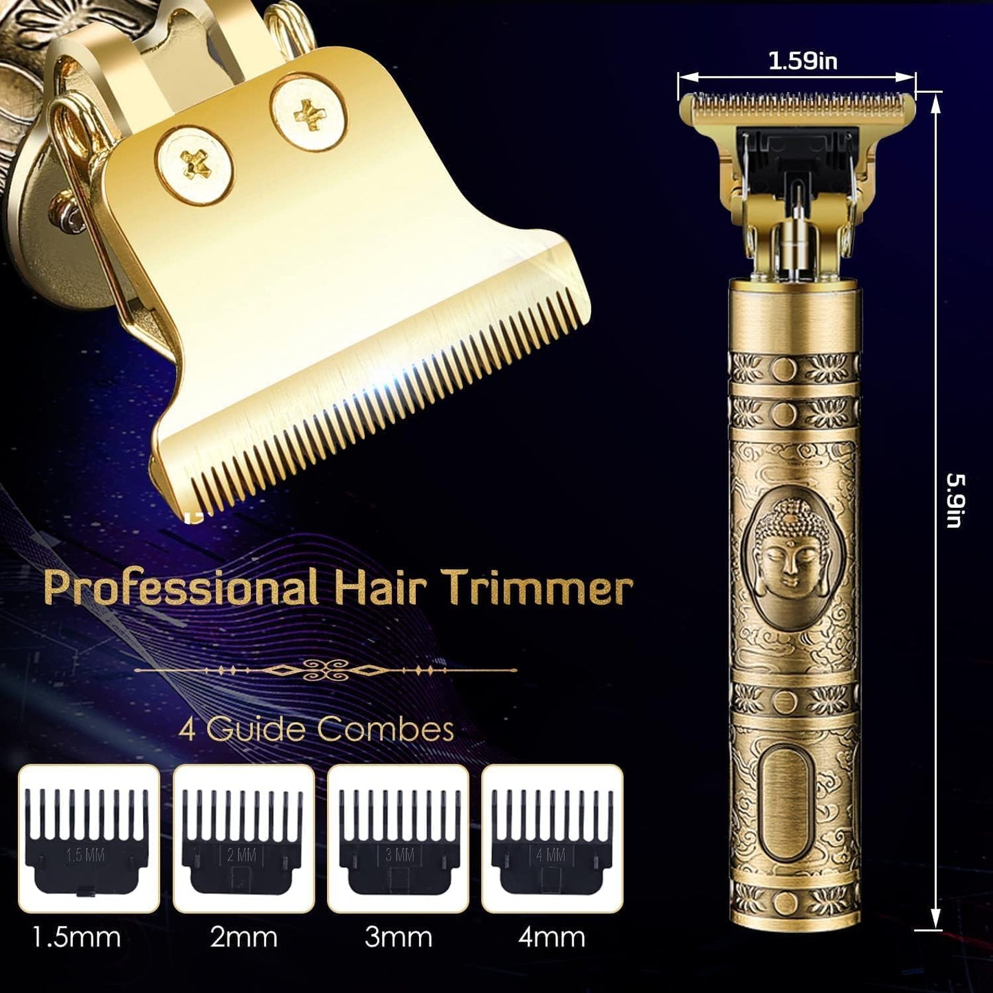 Buddha Style Beard Trimmer For Men, Rechargeable Professional Hair Clipper, Hair Trimmer & Shaver with Adjustable Blade, T-Blade Body Grooming Trimmer, Close Cut Precise Hair Machine