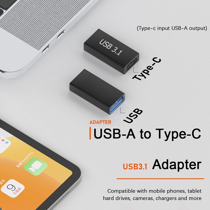 USB C Female to USB A Female Adapter USB Type C Coupler Extender Extension, Thunderbolt 3 Compatible Connector Strong USB C to USB A Connector
