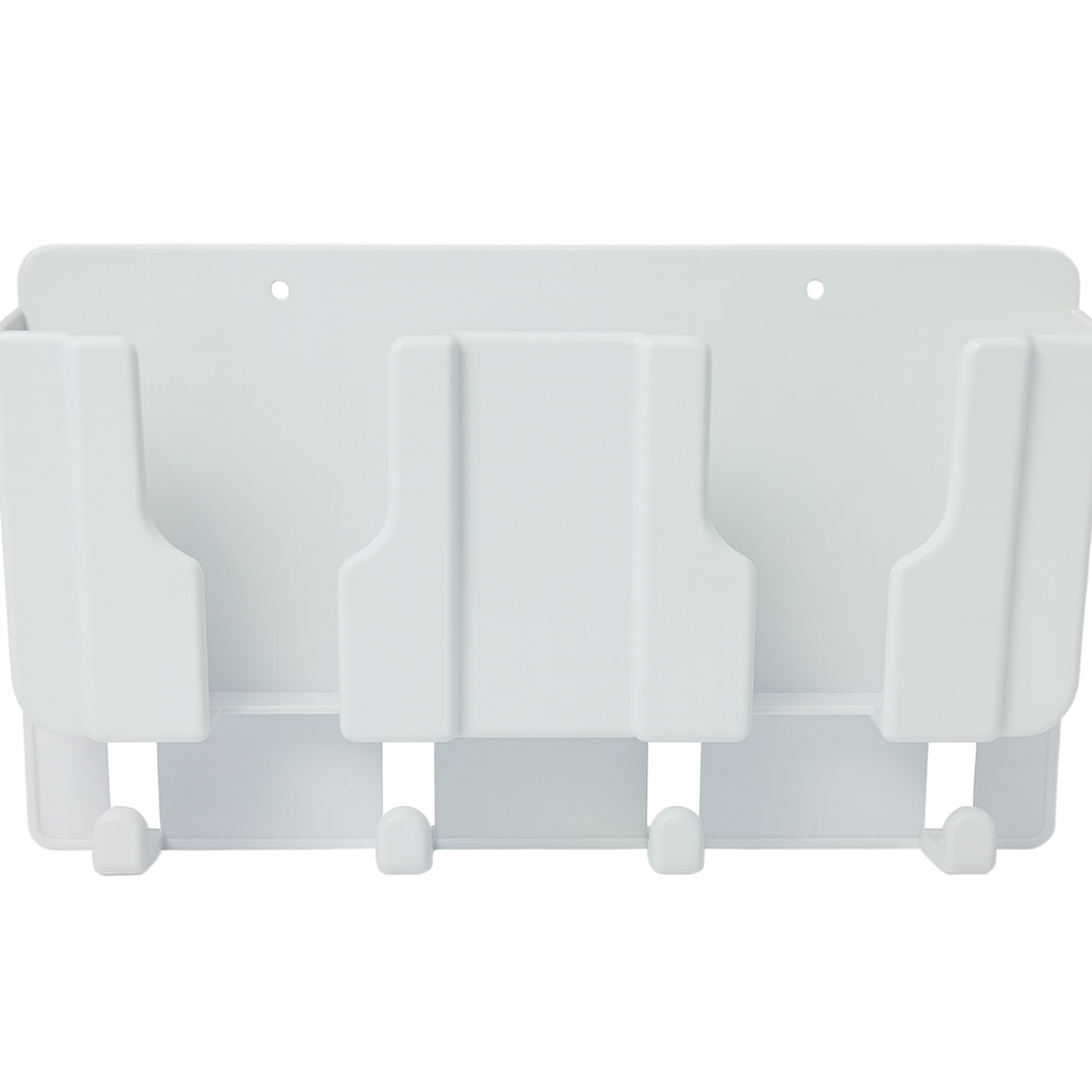 Wall Mounted Multi-Purpose Organizer | Mobile Charging Stand, Remote & Phone Holder, Cable & Key Hanger | Space-Saving Storage Rack for Home & Office