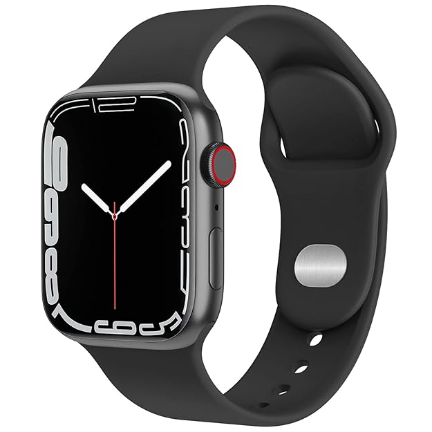 Silicone Watch Strap Compatible with Apple Watch Series 9 8 7 6 5 4 3 2 1 SE Ultra, Waterproof Watch Band with Rust Free Button for iWatch Straps 40mm 38mm 41mm 44mm 45mm 42mm 49mm