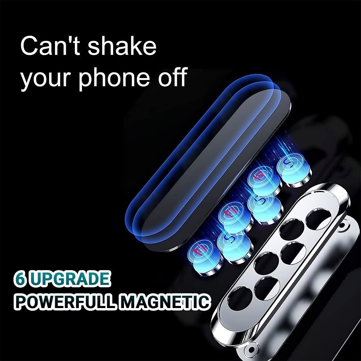 Universal Magnetic Car Mount Holder Stand for Dashboard/Home & Table Compatible with All Smart Phones and Mobiles with 6X stronger Magnets