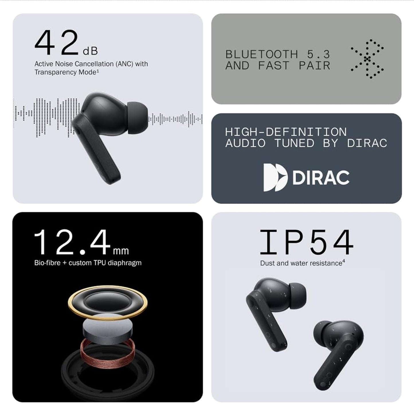 Kanget NOTHING Buds Wireless Bluetooth Earbuds, 42Db Noise Cancelling Earbuds, Dirac Hd Audio, 35.5H Playtime, Bt5.3, Ip54 Waterproof, 4HdMics Wireless In Ear Headphones For iPhone & Android(Not Original)