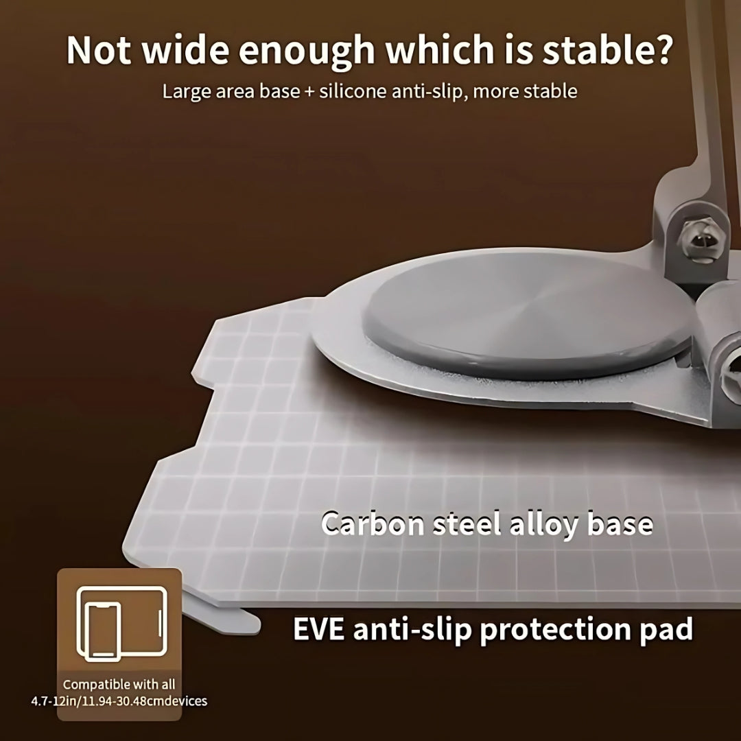 Hi-Rise Tab Stand 360 Rotation, Made with Premium Carbon Steel, Supports Up to 5kg Tab, with Anti-Slip Silicone Pads, Adjustable Height Tab Stand Metal