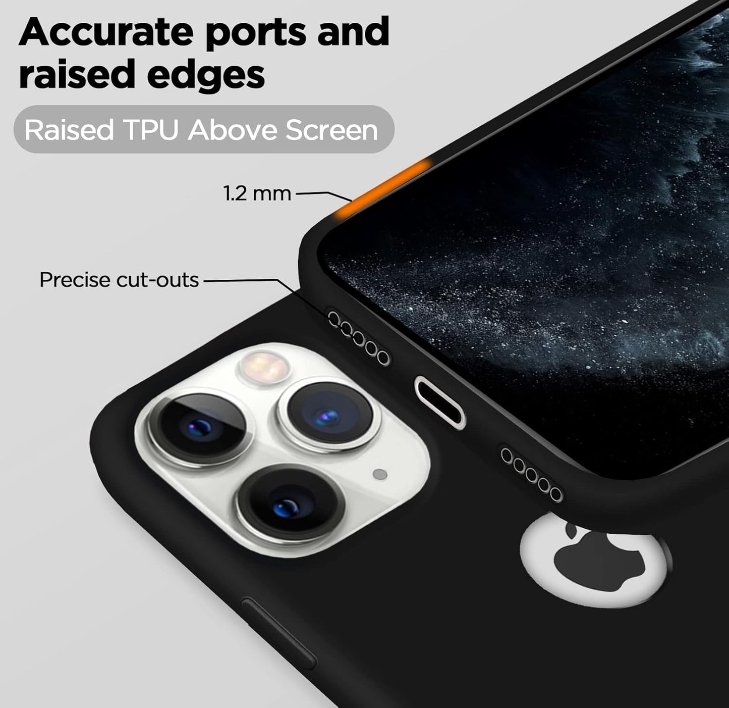 Back Cover Liquid Soft Silicone Bumper Case Logo Cut Cover for iPhone 11 Pro Max (Black)