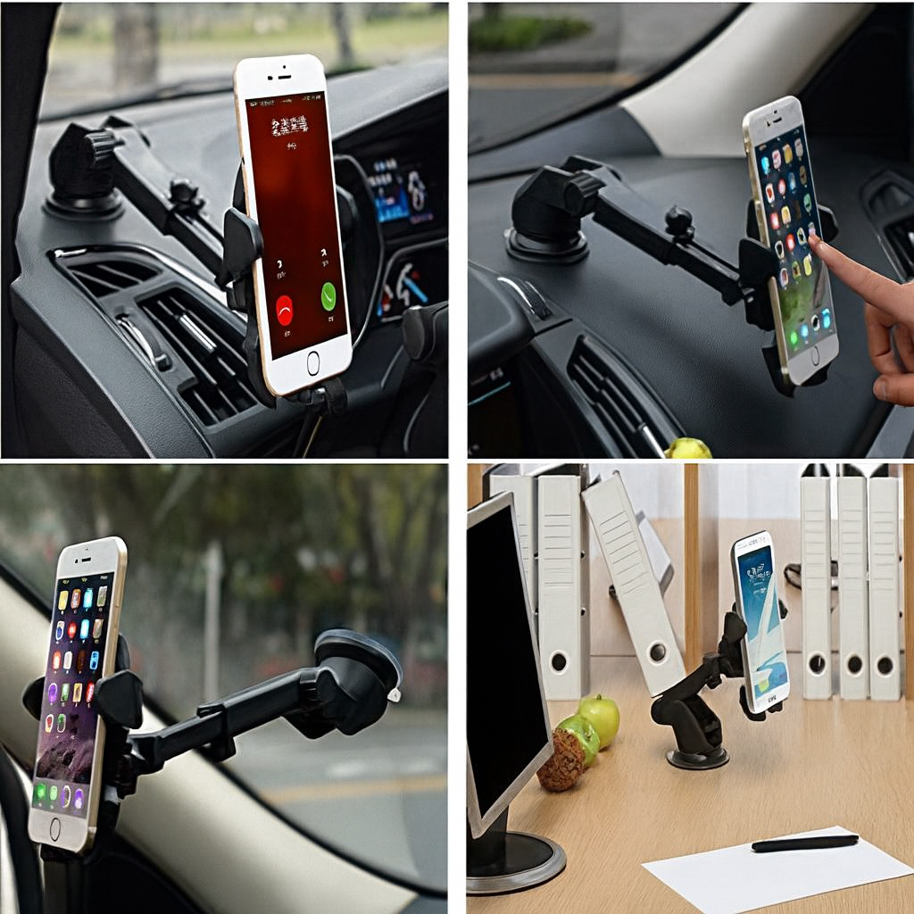 Universal 180° Adjustable Car Phone Holder – Strong Suction & Secure Grip