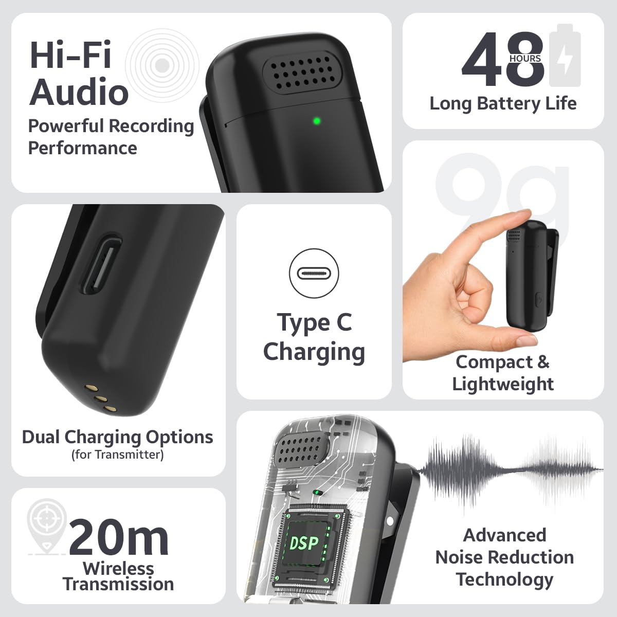 Wireless Lavalier Microphone Set with Charging Case – Crystal-Clear Audio for Content Creators