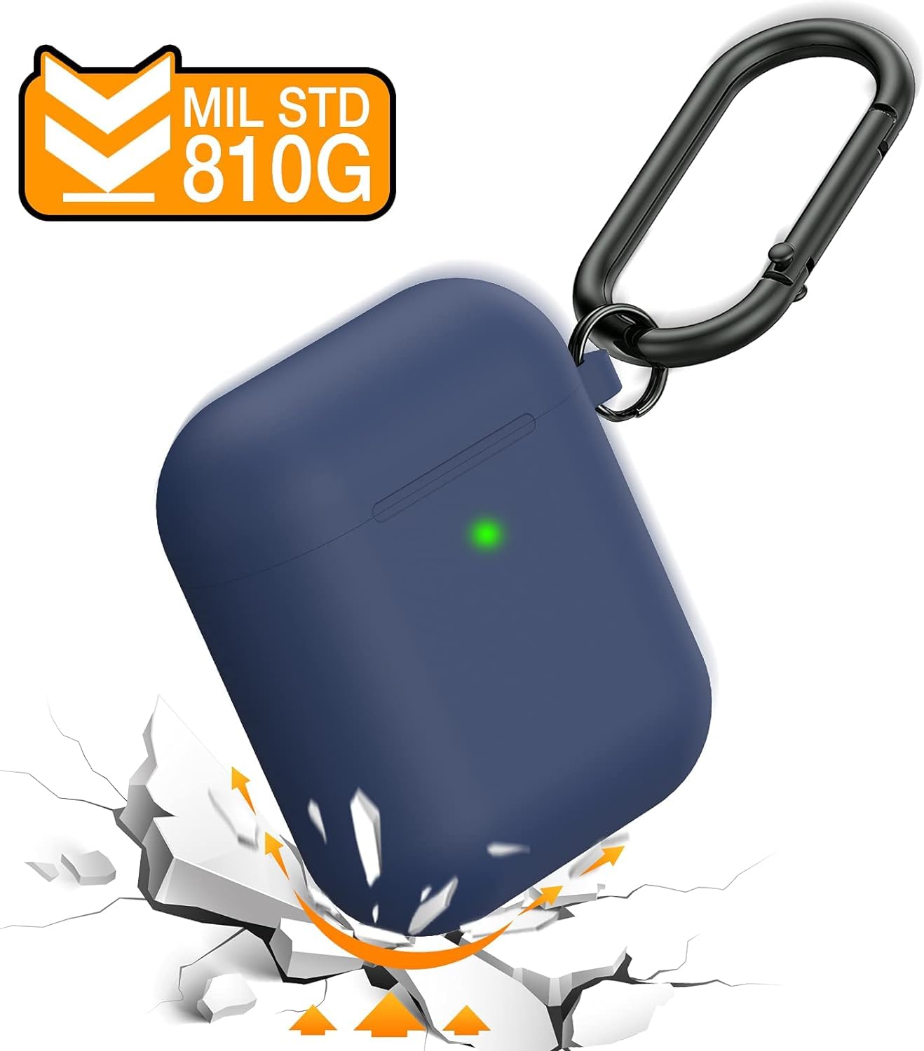 Silicone Soft Case Cover with Buckle for AirPods 1st & 2nd Generation (Midnight Blue)