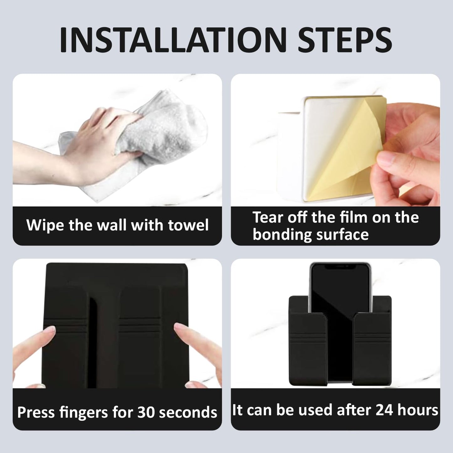 Wall Mounted Mobile Charging Stand | Self-Adhesive Phone Holder for Charging & Remote Storage | Space-Saving Organizer