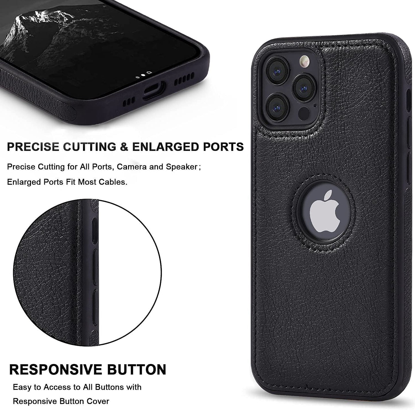 Back Cover Compatible with iPhone 11 Pro Max – Premium Leather | Flexible | Slim Fit | Black