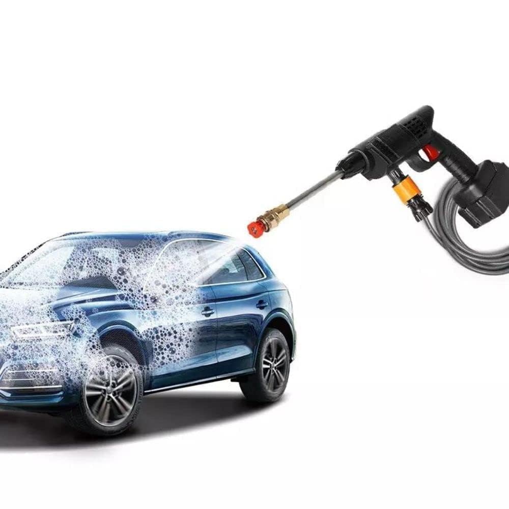 48V Cordless High-Pressure Washer Gun – Double Battery, 12000mAh, Adjustable Nozzle & 5M Hose for Car & Bike Cleaning