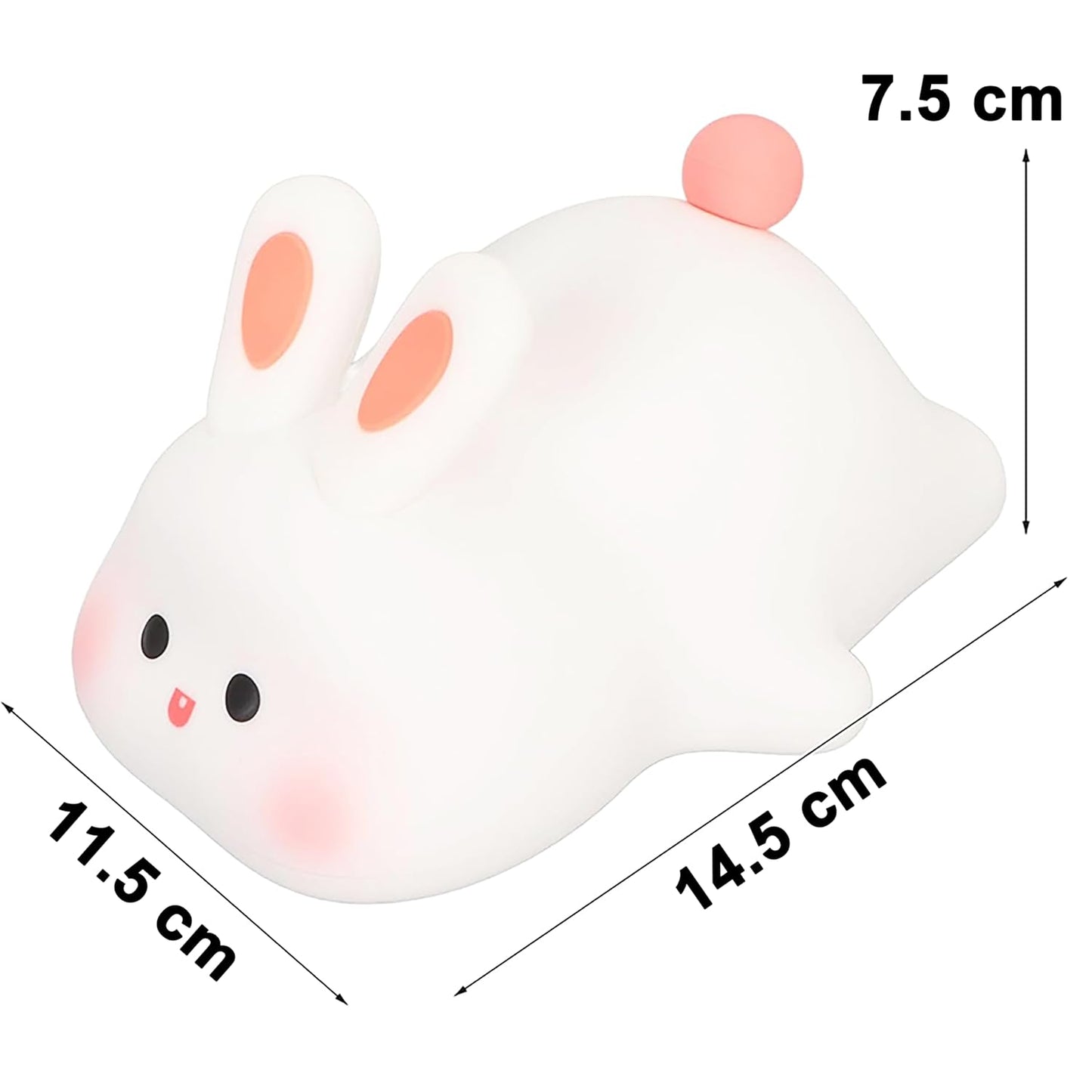 Kids Cute Little Rabbit Night Light Touch Silicone Animal Night Lamp | Rechargeable LED Bedside Lamp for Children's Bedroom | Ideal Gift for Boys, Girls, Toddlers, and Nursery