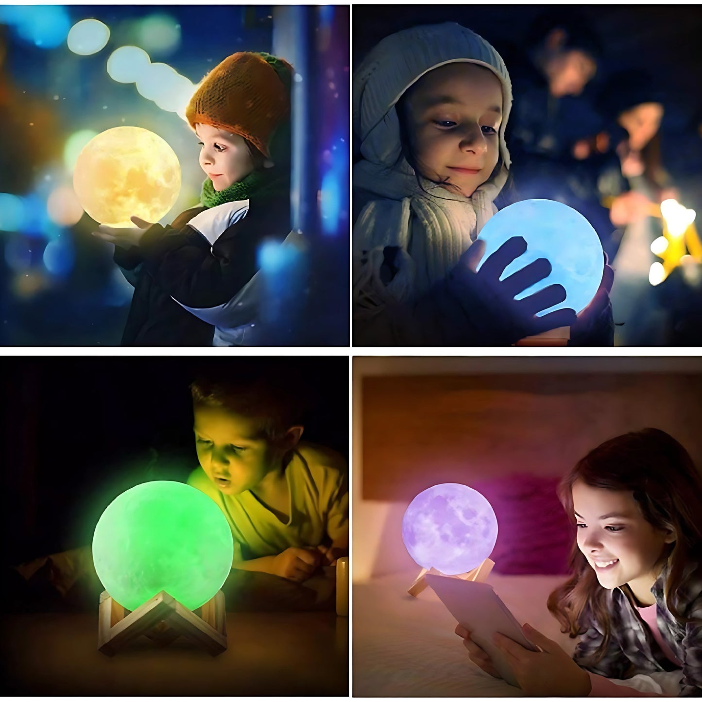 3D Moon Lamp with 7 Color Changing LED, Touch Sensor Control, Wooden Stand, Night Light for Bedroom, Home Decoration, 15cm LED Lamp for Kids and Adults