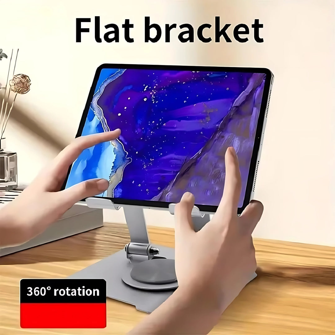Hi-Rise Tab Stand 360 Rotation, Made with Premium Carbon Steel, Supports Up to 5kg Tab, with Anti-Slip Silicone Pads, Adjustable Height Tab Stand Metal