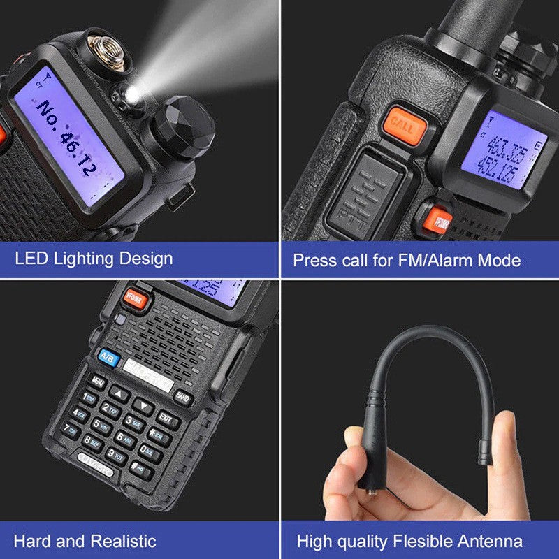 UV-5R 5W Dual Band Walkie Talkie Radio – High Power Handheld Transceiver, VHF/UHF, Clear Communication, Rechargeable Battery, Compact & Portable