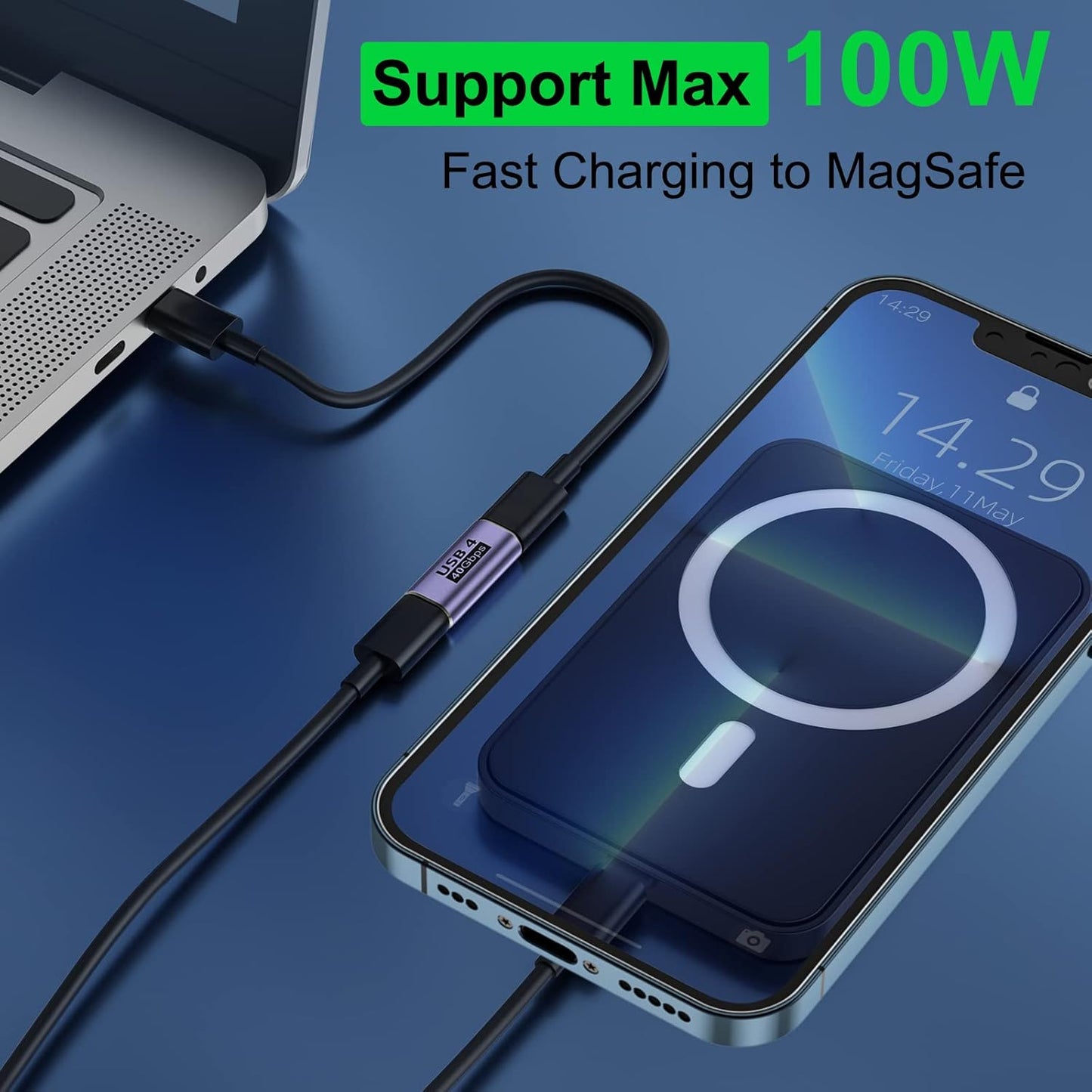 USB C Female to Female Adapter, 100W USB C Coupler Extender, 40Gbps, PD 100W, 8K 60hz Video USB C Extension Support USB 4 Cable for Thunderbolt 4/3 For Laptop Tablet, Phone, Docking, MacBook,HUB