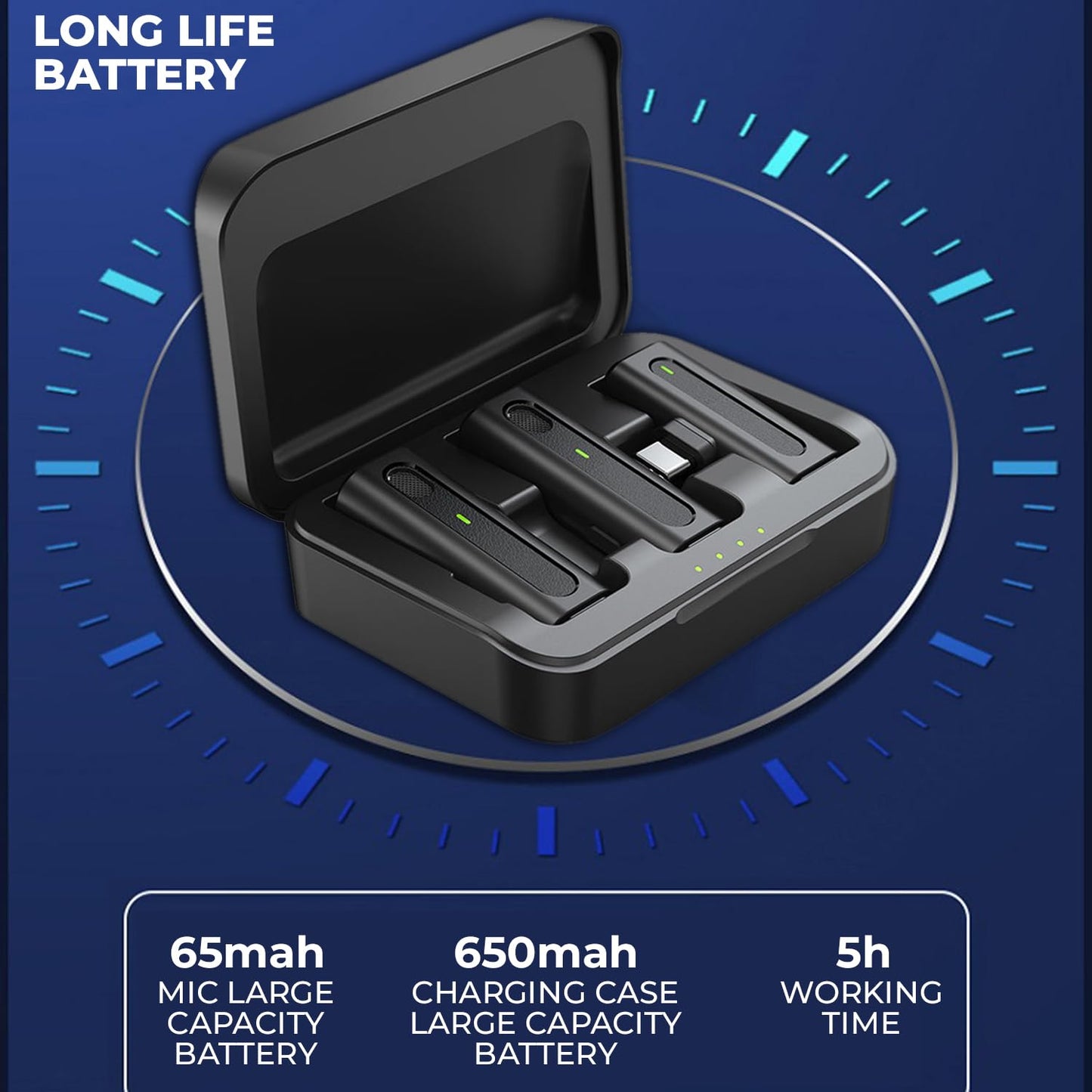 Premium Wireless Lavalier Microphone Kit with Charging Case – Dual Mic System for iPhone & Android