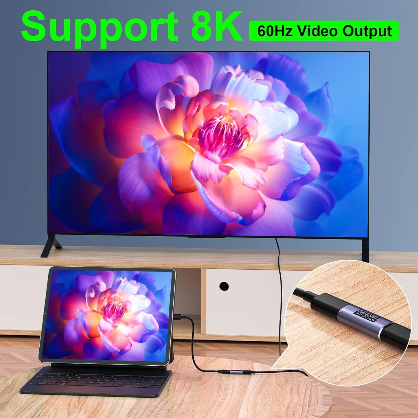 USB C Female to Female Adapter, 100W USB C Coupler Extender, 40Gbps, PD 100W, 8K 60hz Video USB C Extension Support USB 4 Cable for Thunderbolt 4/3 For Laptop Tablet, Phone, Docking, MacBook,HUB