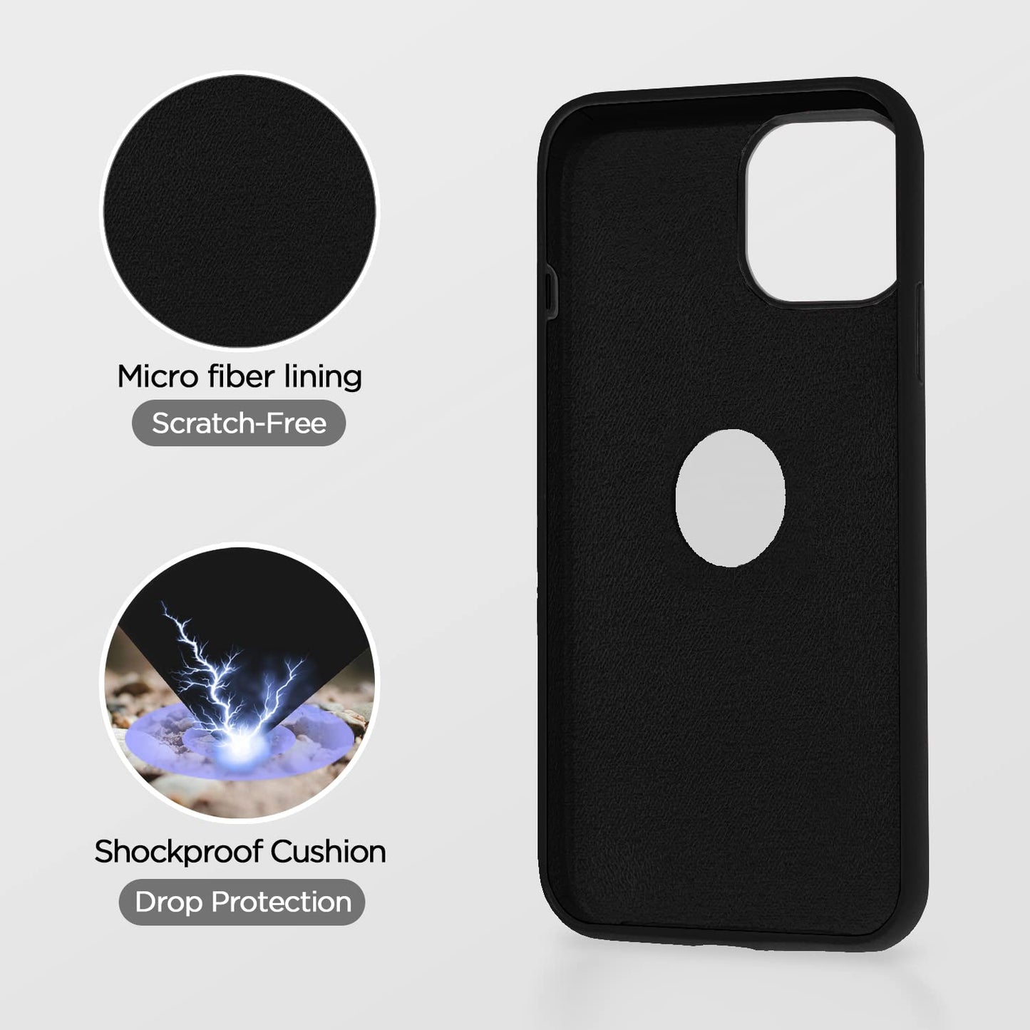 Back Cover Liquid Soft Silicone Bumper Case Logo Cut Cover for iPhone 11 Pro Max (Black)