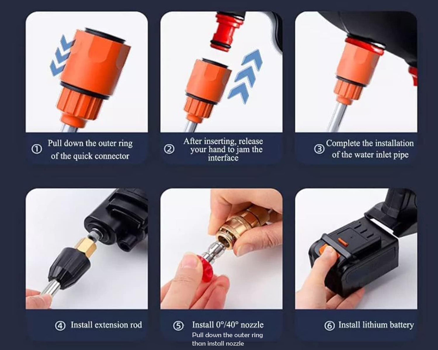 48V Cordless High-Pressure Washer Gun – Double Battery, 12000mAh, Adjustable Nozzle & 5M Hose for Car & Bike Cleaning