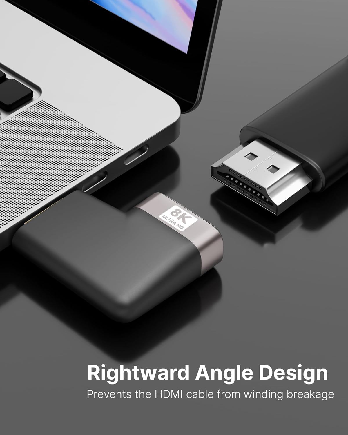 8K Ultra HD HDMI Connector 90 Degree L Shape Flat HDMI Male to Female Converter Right Angle HDMI Adapter Extender TV Led LCD TV Stick, Xbox, PS3 PS4 PS5, Supports 3D HDR, eARC, 8K@60Hz 4K@144Hz