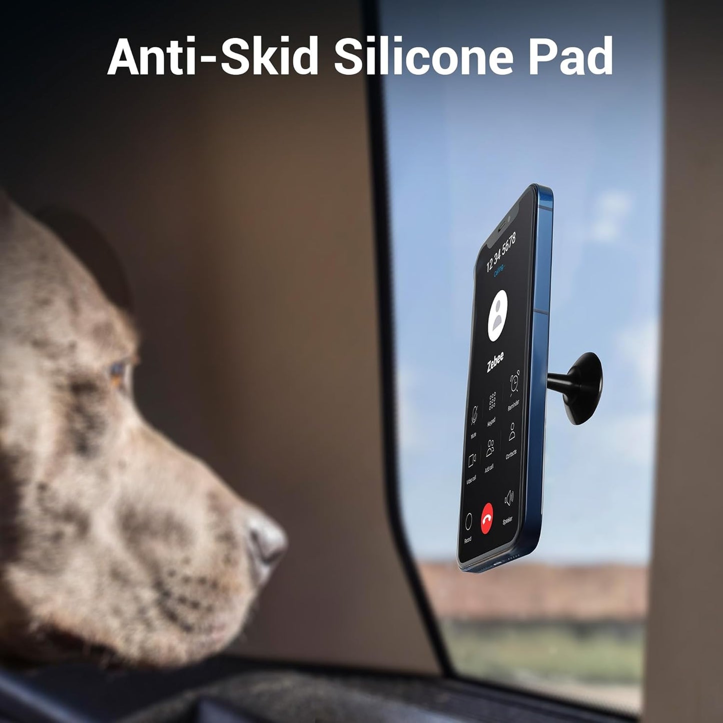 Car Mobile Holder with Powerful Neodymium Magnets, 360° Rotatable, Safe & Strong, Anti-Skid Silicone Pads, Universal Compatibility, Included 1 Metal Plates