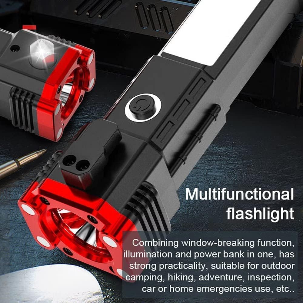 Torch Light,LED 3W Torch Light Rechargeable Torch Flashlight,Long Distance Beam Range Car Rescue Torch with Hammer Window Glass Built Portable Rechargeable (Modern)