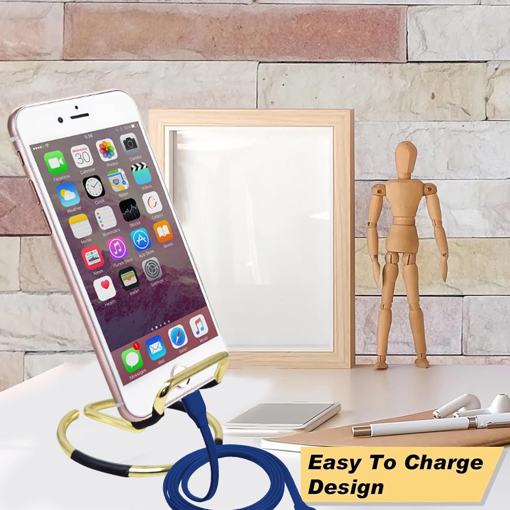 Cell Phone Stand for Desk, Cute Metal Gold Cell Phone Stand Holder Desk Accessories, Compatible with All Mobile Phones, iPhone, Switch, iPad