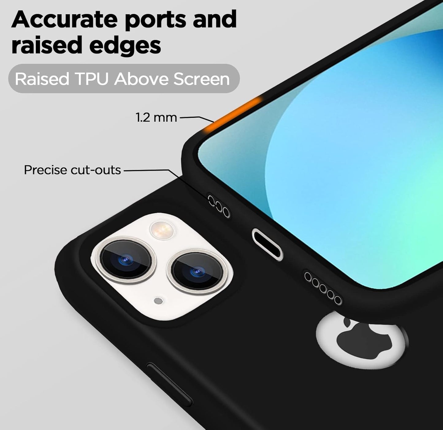 Back Cover | Full Camera Protection | Raised Edges | Super Soft Silicone | Bumper Case for iPhone 13 Mini (Black)