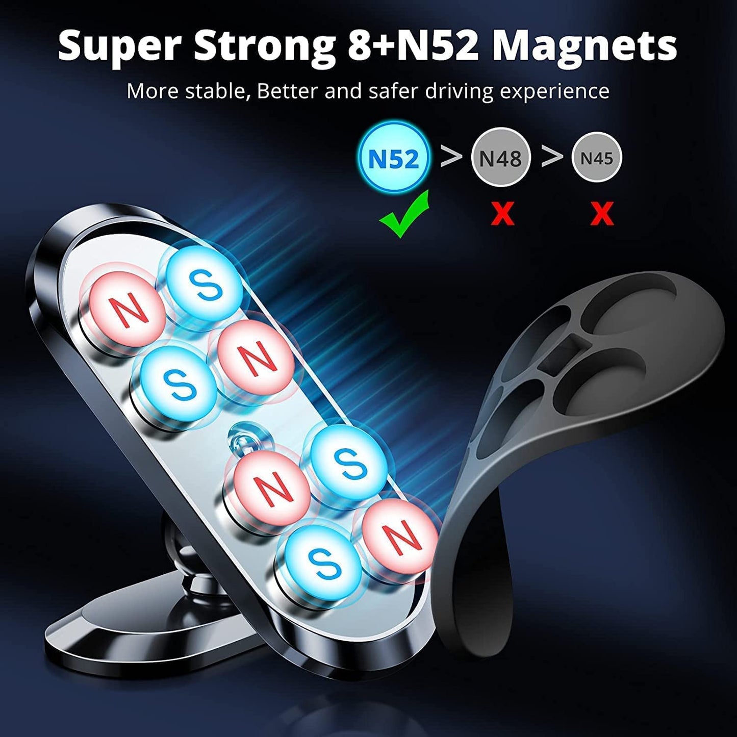 Magnetic Mobile Holder for Car Dashboard, Car Mount, Universal 360°Rotation Car Phone Holder, 8X Strongest & Safest Magnets Car Mount Phone Holder for All Smartphone