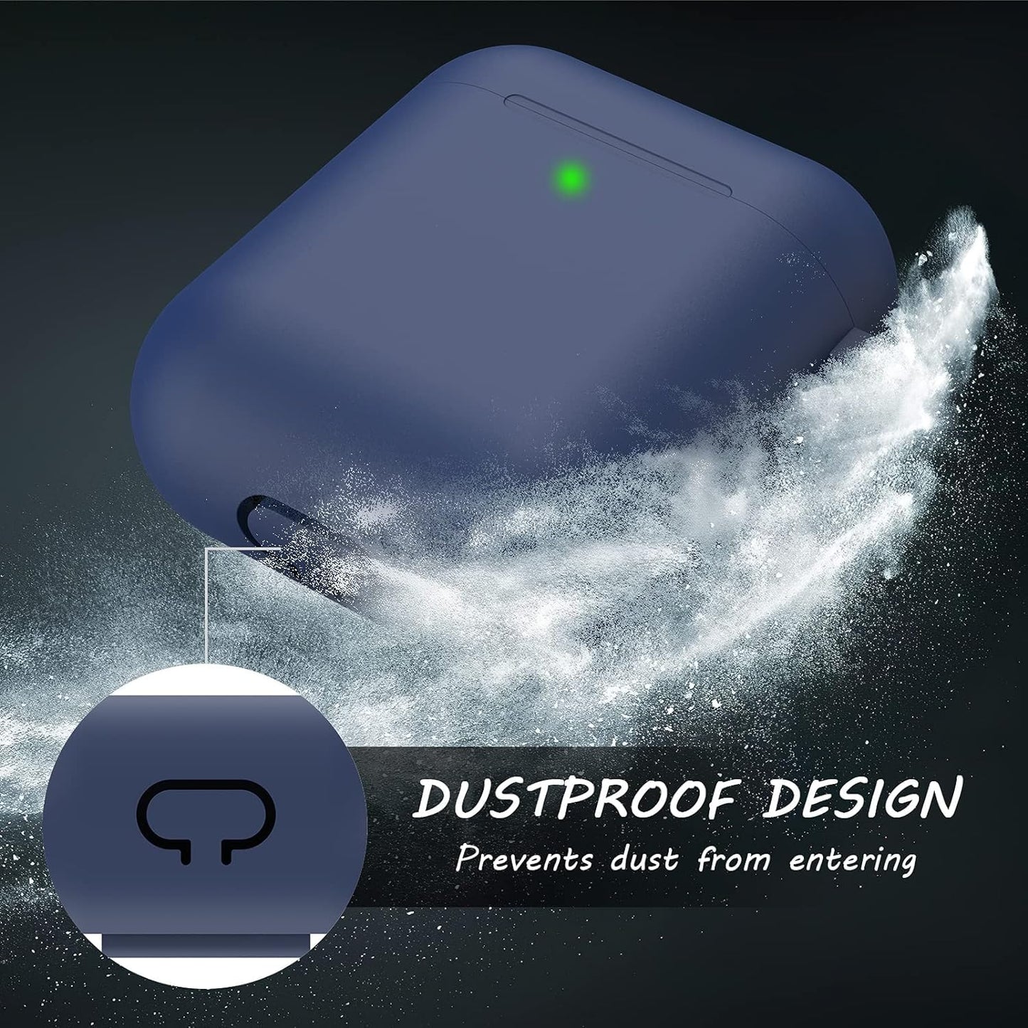 Silicone Soft Case Cover with Buckle for AirPods 1st & 2nd Generation (Midnight Blue)