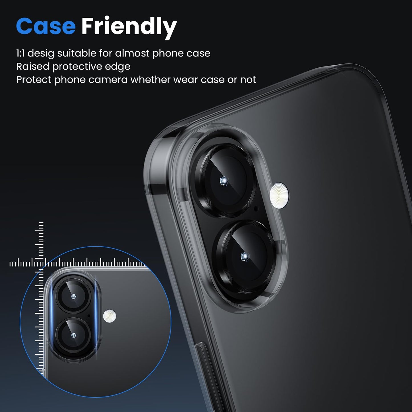 Compatible With Black iPhone 16 Camera Lens Protector/iPhone 16 Plus Camera Lens Protector - 9H Hardness, Premium iPhone 16 Lens Protector, Does Not Affect Flash Shots Brand