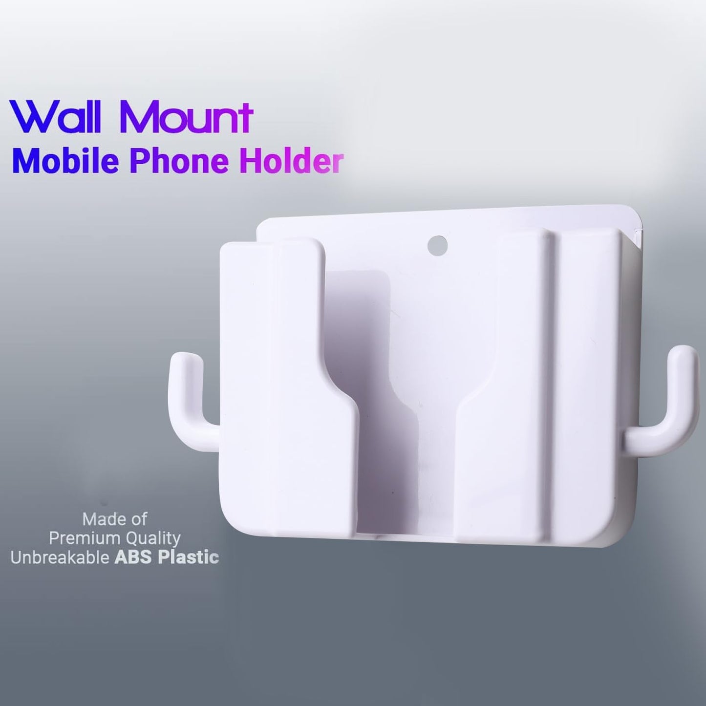 Wall Mounted Mobile Charging Stand with Hooks | Universal Phone Holder & Remote Organizer | Space-Saving Wall Storage