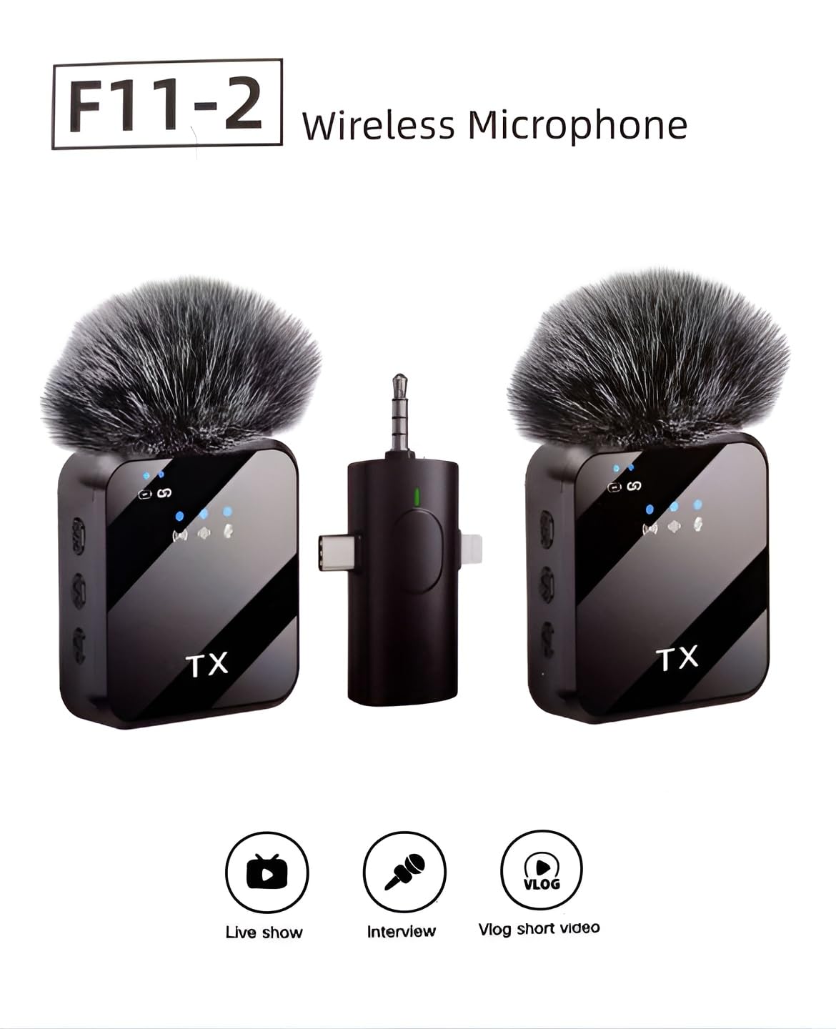 Professional Wireless Mic Kit with Furry Windshields – Ideal for Vlogging, Interviews & Streaming