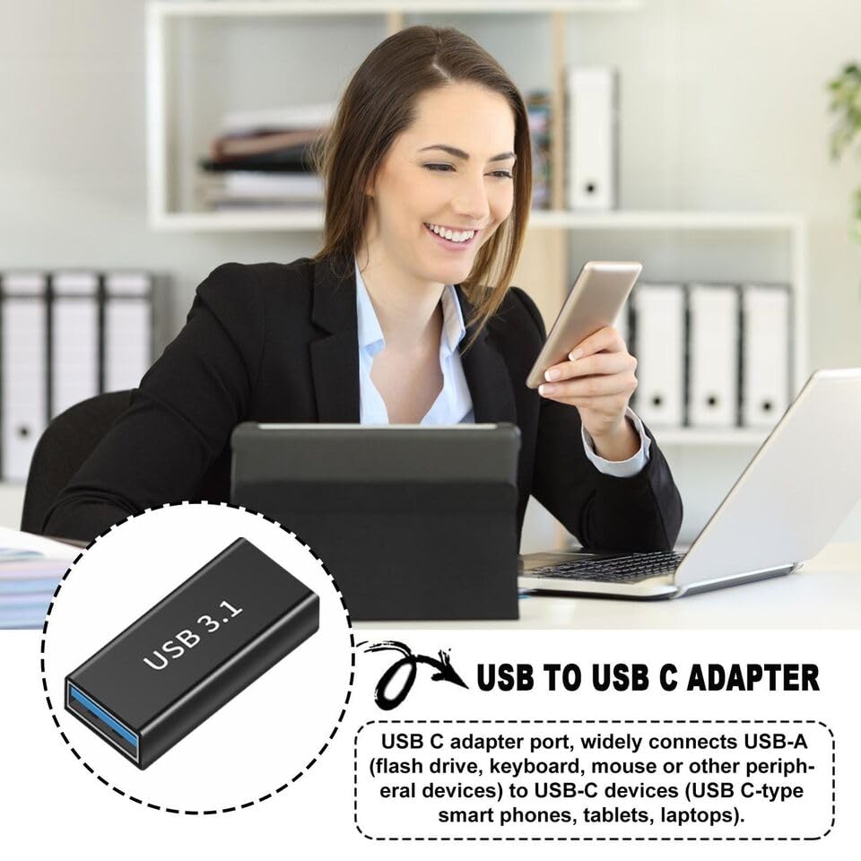 USB C Female to USB A Female Adapter USB Type C Coupler Extender Extension, Thunderbolt 3 Compatible Connector Strong USB C to USB A Connector