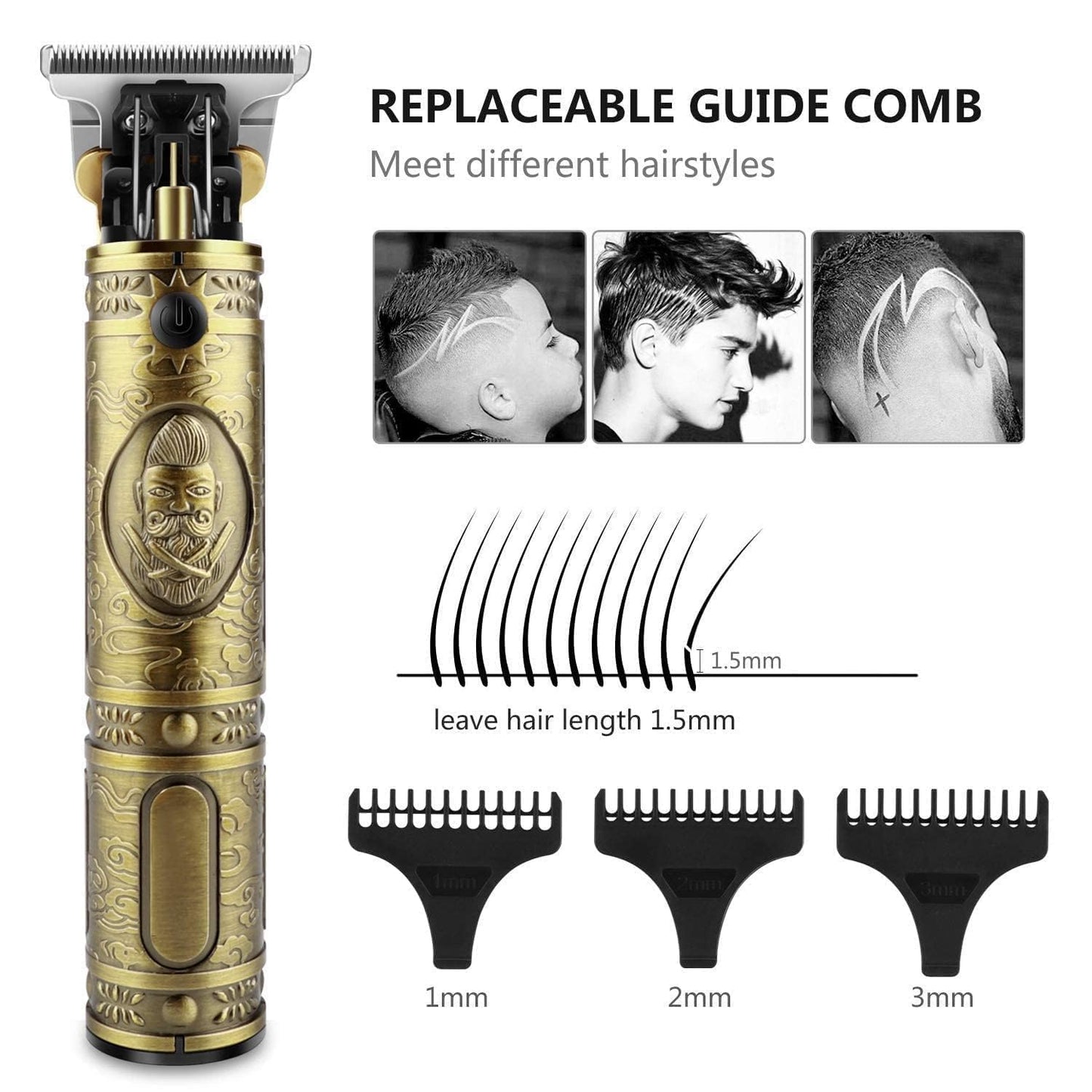 Buddha Style Beard Trimmer For Men, Rechargeable Professional Hair Clipper, Hair Trimmer & Shaver with Adjustable Blade, T-Blade Body Grooming Trimmer, Close Cut Precise Hair Machine
