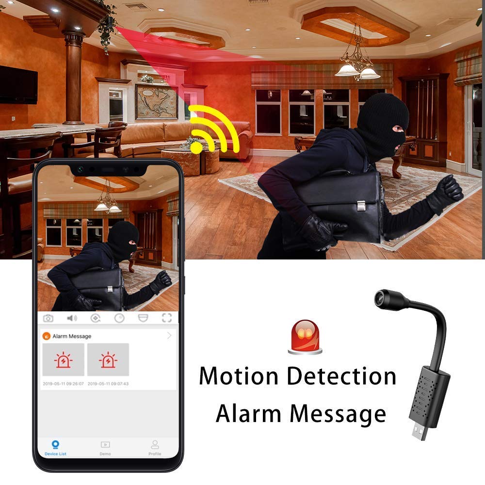 4K Ultra HD WiFi Mini Spy USB Camera – Wide Angle, Remote Access, Motion Detection, Night Vision, IP Camera for Home & Office Security