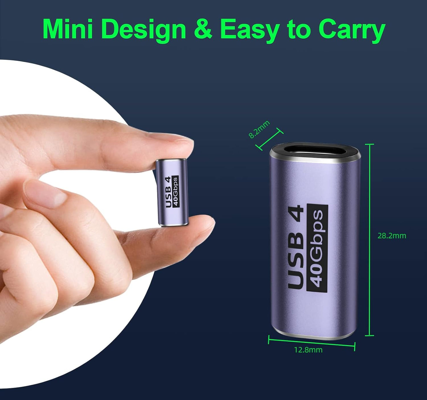 USB C Female to Female Adapter, 100W USB C Coupler Extender, 40Gbps, PD 100W, 8K 60hz Video USB C Extension Support USB 4 Cable for Thunderbolt 4/3 For Laptop Tablet, Phone, Docking, MacBook,HUB