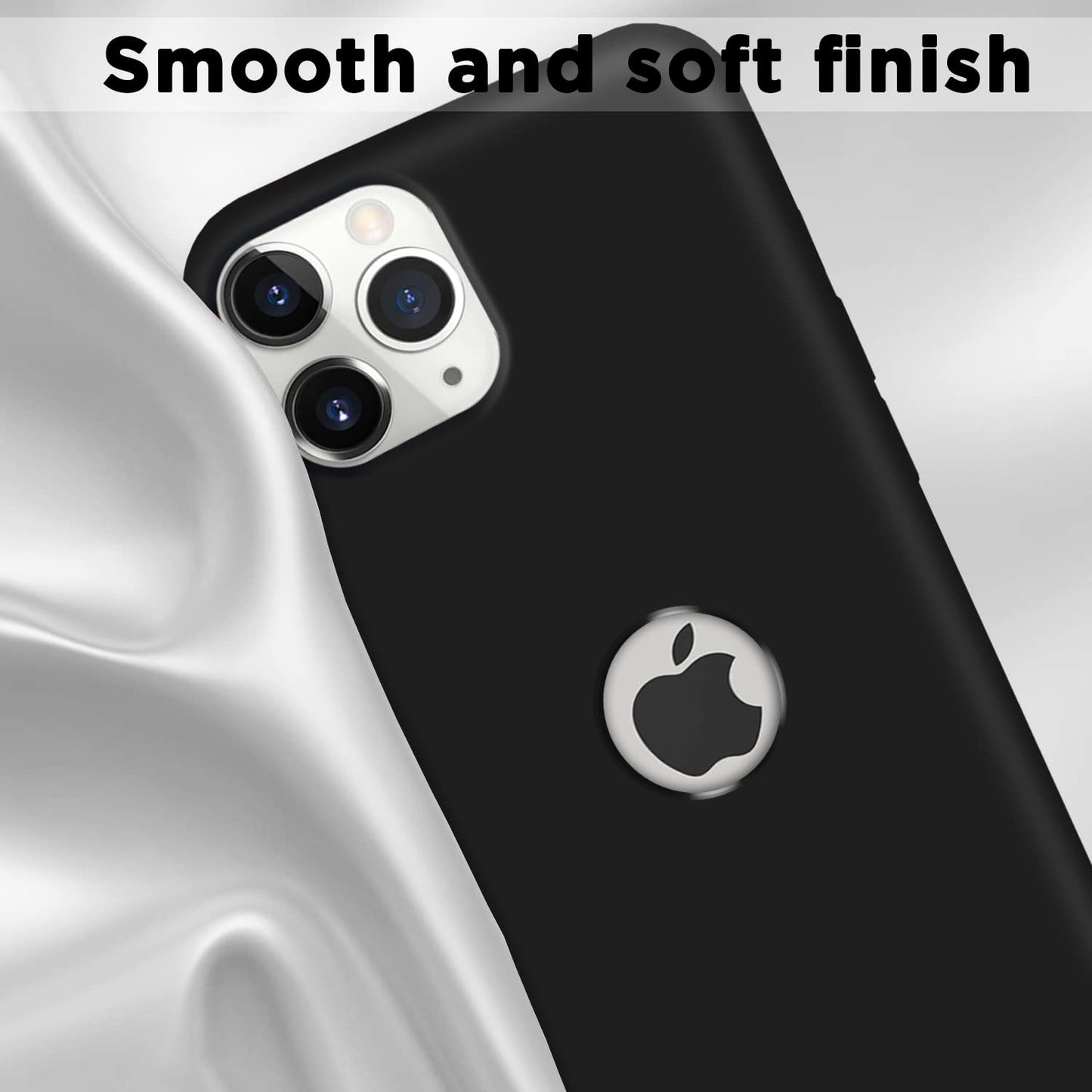 Back Cover Liquid Soft Silicone Bumper Case Logo Cut Cover for iPhone 11 Pro Max (Black)