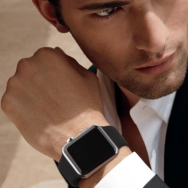 Silicone Watch Strap Compatible with Apple Watch Series 9 8 7 6 5 4 3 2 1 SE Ultra, Waterproof Watch Band with Rust Free Button for iWatch Straps 40mm 38mm 41mm 44mm 45mm 42mm 49mm