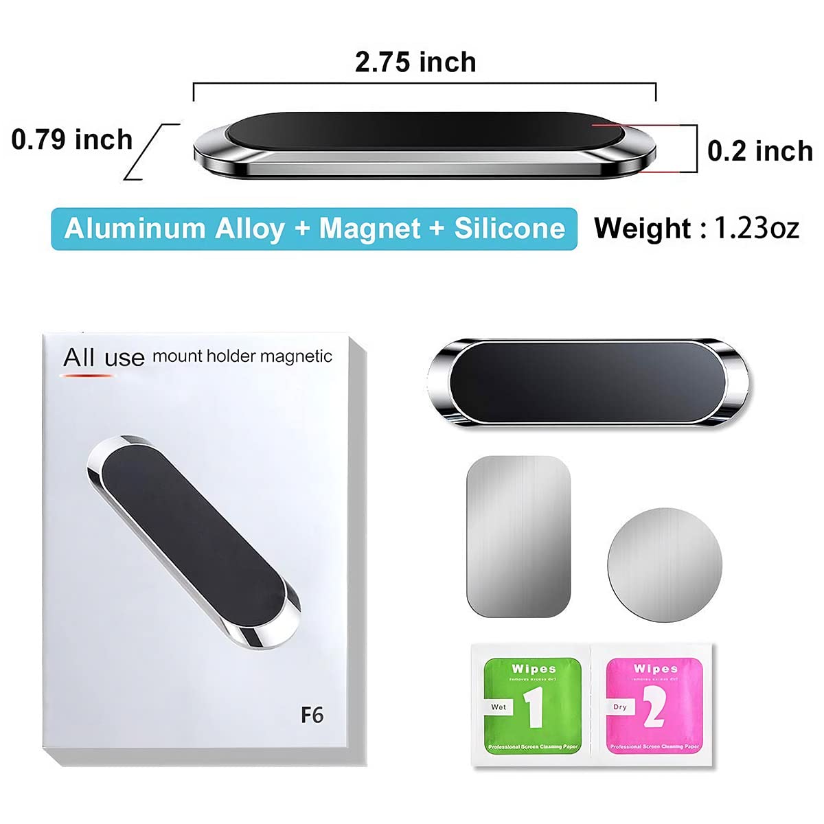 Universal Magnetic Car Mount Holder Stand for Dashboard/Home & Table Compatible with All Smart Phones and Mobiles with 6X stronger Magnets