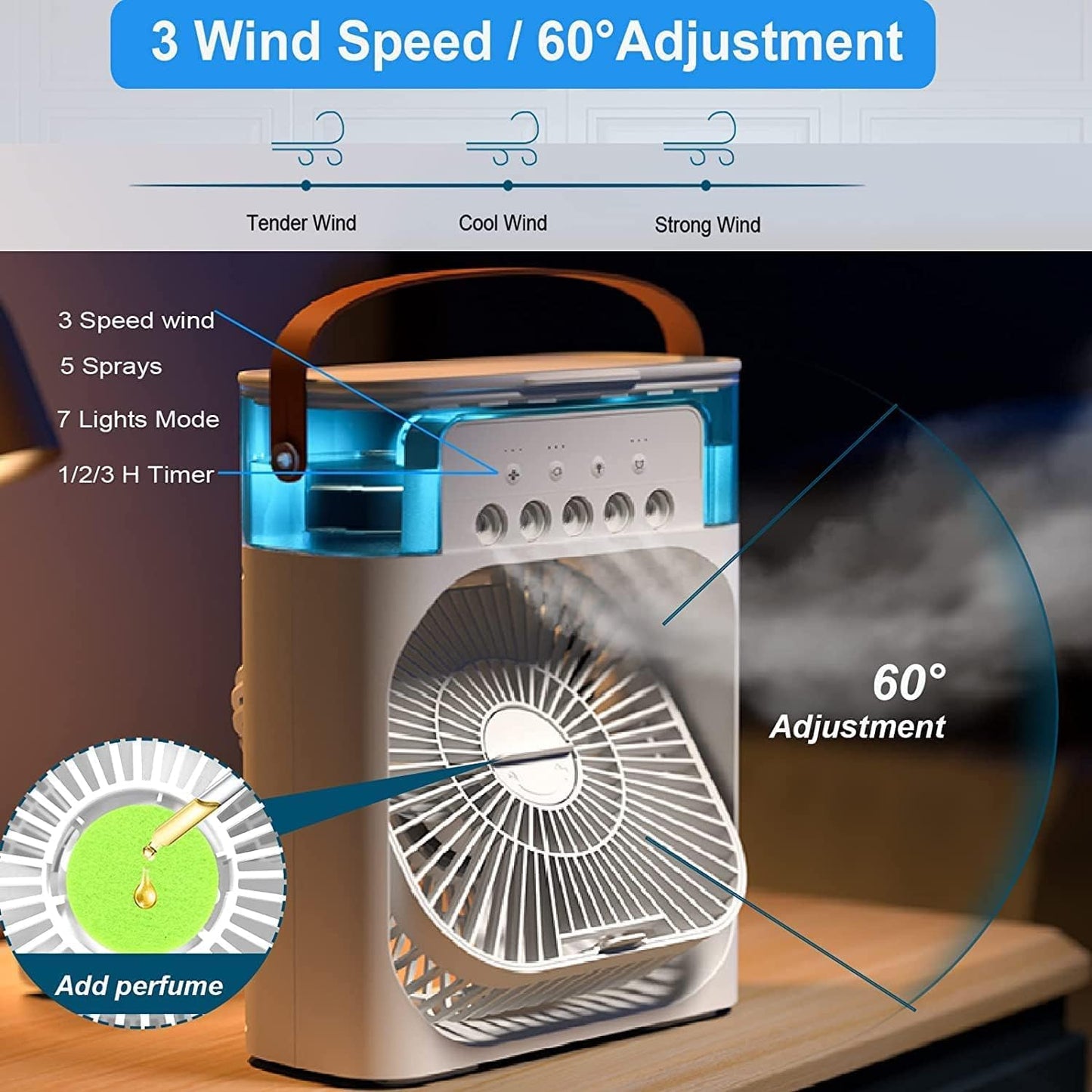 Portable-Air-Conditioner-Small-Ac-Quaite-Personal-Air-cooler-Usb-Power-Mini-Desktop-Cooling-Misting-fan-1/2/3-Timer-With-speed-360-Adjustable-For-Office-Room-Desk-And-Car