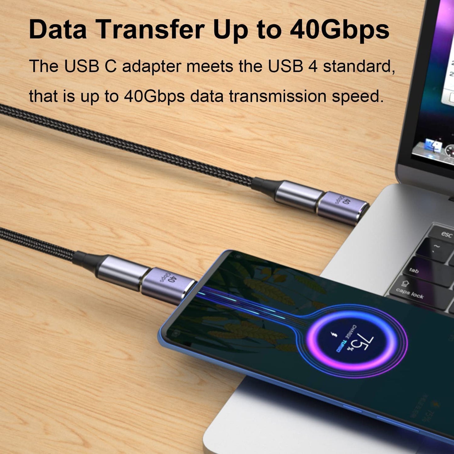 USB Type C Extender Adapter 40Gbps, Male to Female Extension Adapter 8K@60Hz, PD 100W Type C Extender Support USB 4 Thunderbolt 4 Connector for MacBook Pro, Dock Station