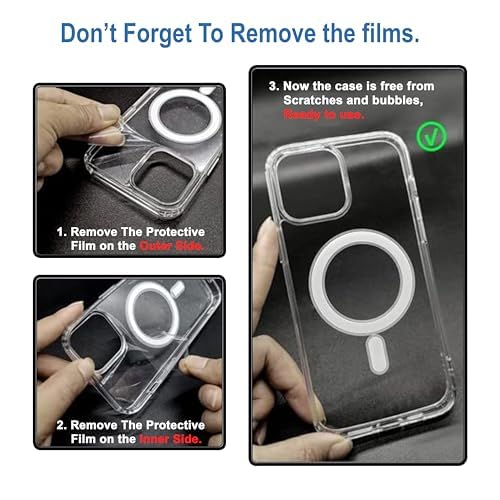 iPhone 16 pro Magnetic Transparent Case | Shock Proof Design & Camera Protection | Magsafe Wireless Charging case for Apple iPhone 16 pro | Sleek Hard Crystal Cover - Black (Back)