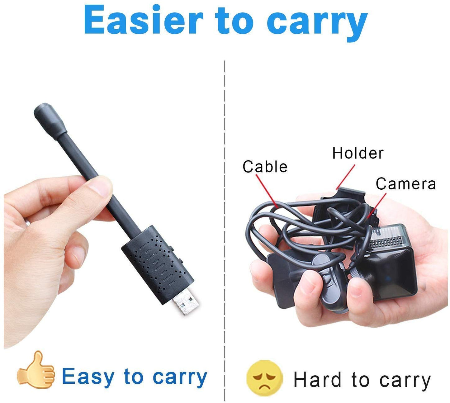 4K Ultra HD WiFi Mini Spy USB Camera – Wide Angle, Remote Access, Motion Detection, Night Vision, IP Camera for Home & Office Security
